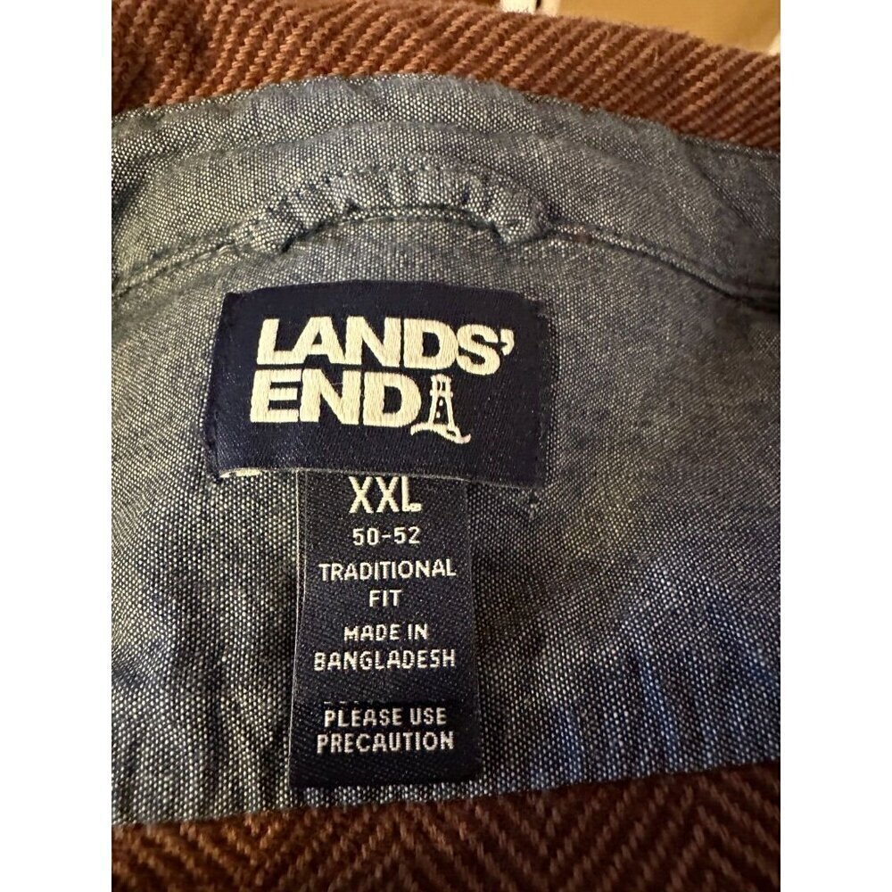 Mens XXL/Tall LANDS END Heavyweight Brown Herringbone l/s Cabincore Shirt - Picture 10 of 11